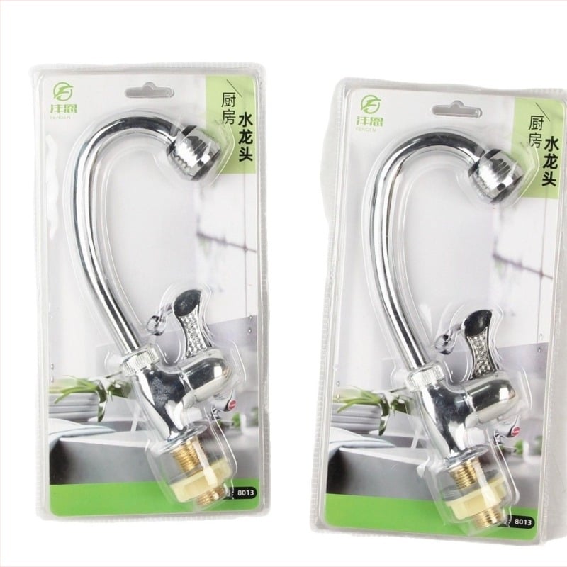 Konyhai csaptele 360°-os forgathatóságú, modell 8013; test cinköntvény; bemeneti/kimeneti átmérő 2,0 mm; rozsdamentes acél szelepmag.