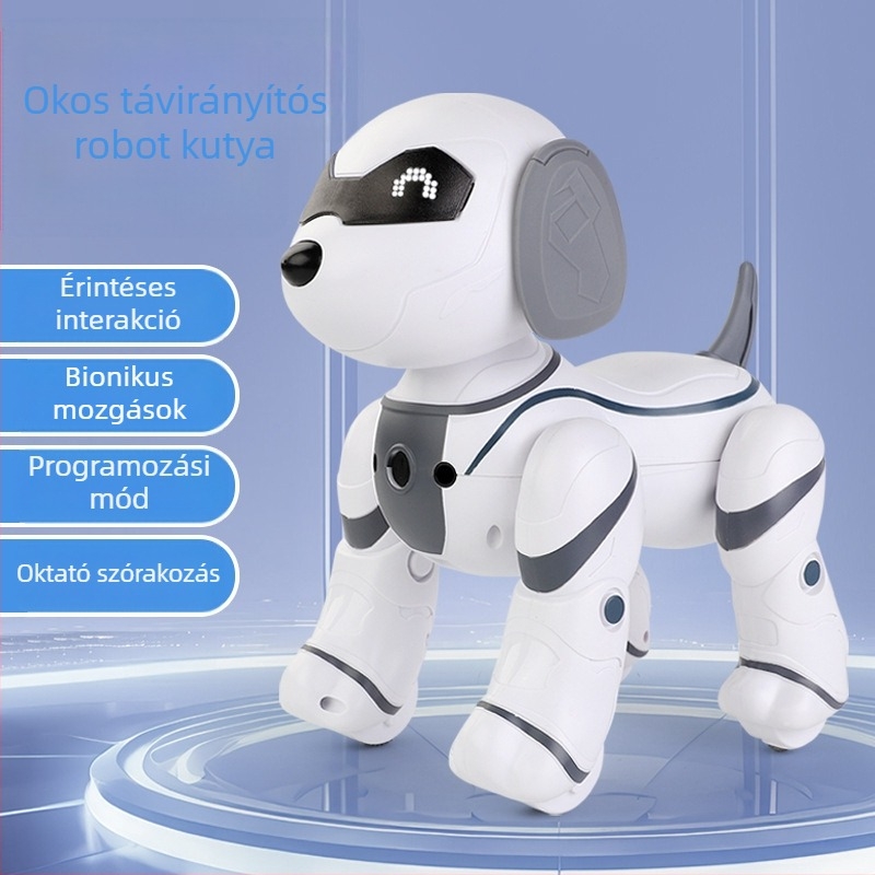Távvezérléses robotkutya érintésérzékelővel, tánc, ABS anyag, újratölthető lítiumakkumulátor, 4-6 éveseknek