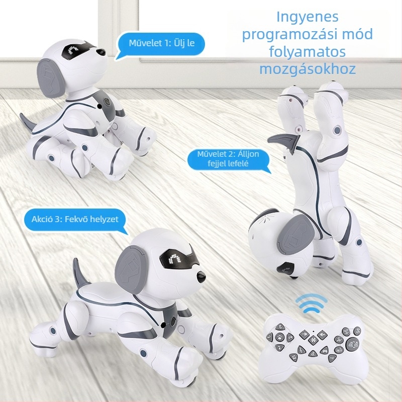 Távvezérléses robotkutya érintésérzékelővel, tánc, ABS anyag, újratölthető lítiumakkumulátor, 4-6 éveseknek