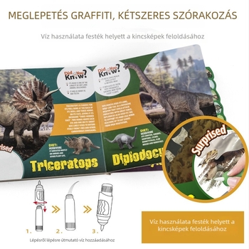 Olvasó toll gyerekeknek – Dinoszaurusz oktatási játék zenei funkcióval, ABS test, elemmel működik, színes dobozban, 4–6 éveseknek
