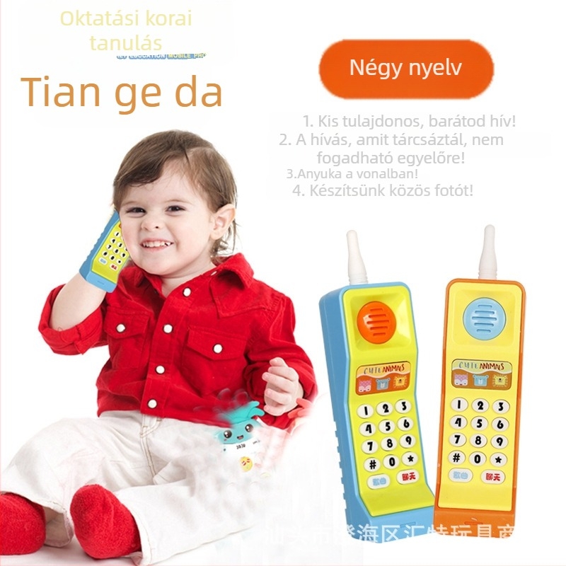Baba játék oktató telefon zenével és hangokkal, műanyag test, elem, méretei 15×2×6.5 cm