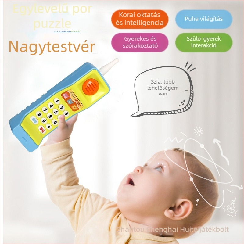 Baba játék oktató telefon zenével és hangokkal, műanyag test, elem, méretei 15×2×6.5 cm