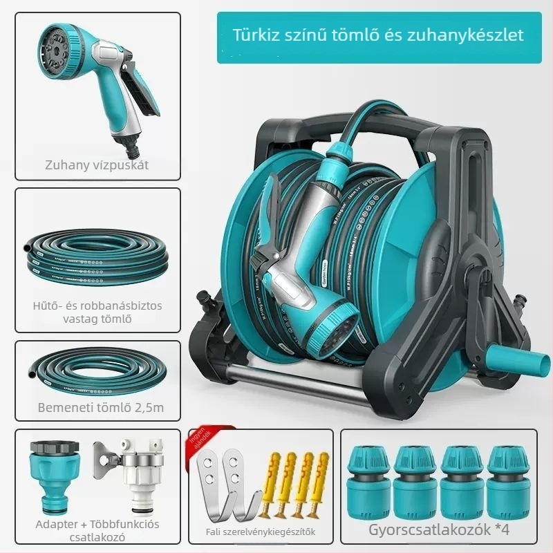 Multifunkcionális magasnyomású vízpisztoly készlet, modell M1, PVC burkolat; 3-6 m-es sugár; háztartási kertészkedéshez, autómosáshoz és növények öntözéséhez
