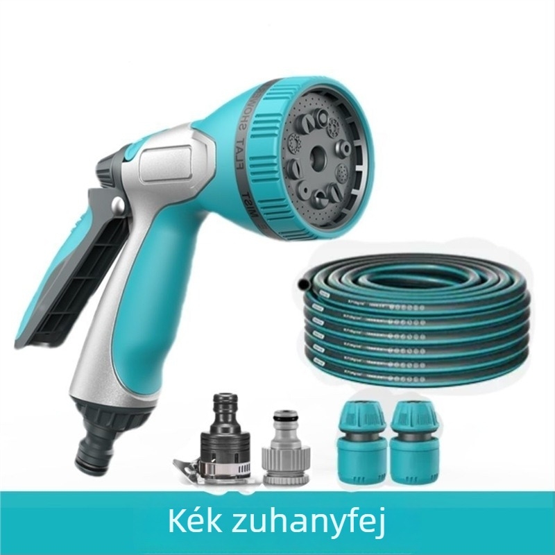 Multifunkcionális magasnyomású vízpisztoly készlet, modell M1, PVC burkolat; 3-6 m-es sugár; háztartási kertészkedéshez, autómosáshoz és növények öntözéséhez