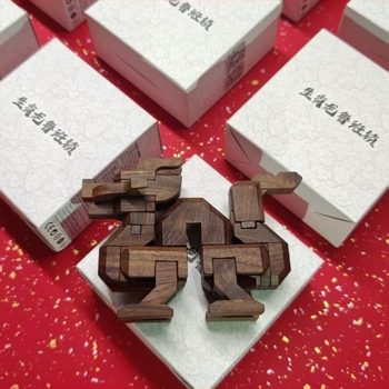 Fa Luban-zár puzzle – Kongming záras játék zodiákus sárkánnyal, 7–14 éveseknek, Have Fun márka