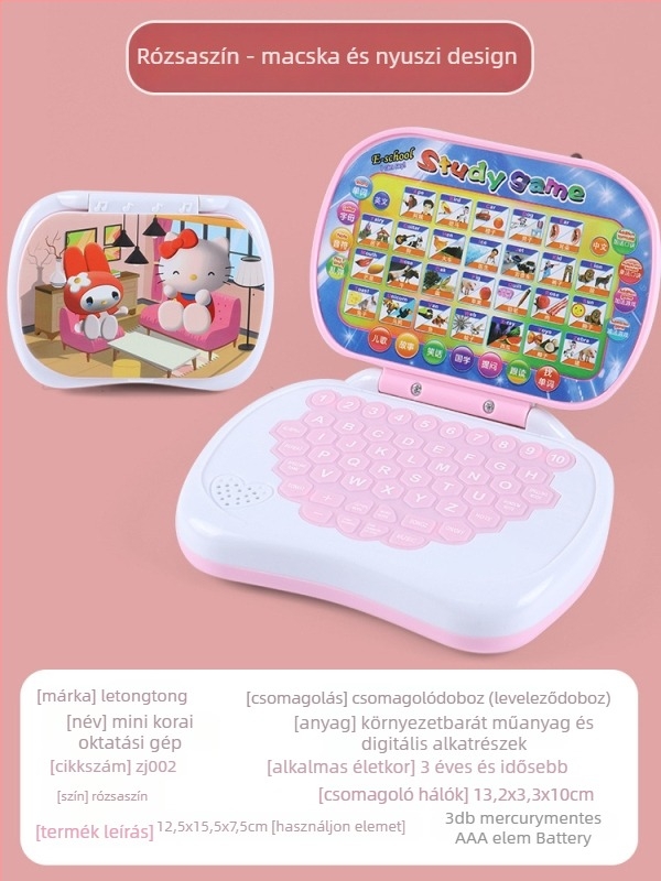 Gyerekeknek összehajtható történetolvasó és pontolvasó tanulóeszköz, ABS ház, memória akár 1 GB-ig, működik száraz elemmel, zenei/hang funkció, 4-6 éveseknek.