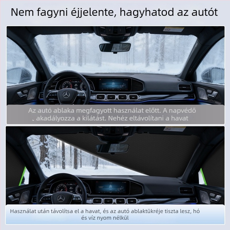 Autó első szélvédőjére szánt hóvédő – denim, hosszított stílus, kód WJ0085, pántos rögzítés, univerzális