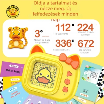 Kétnyelvű kártyás korai oktatási gép gyerekeknek Bluetooth, felvétel, szülő-gyerek játékok, USB töltés, ABS műanyag, 4–6 éveseknek