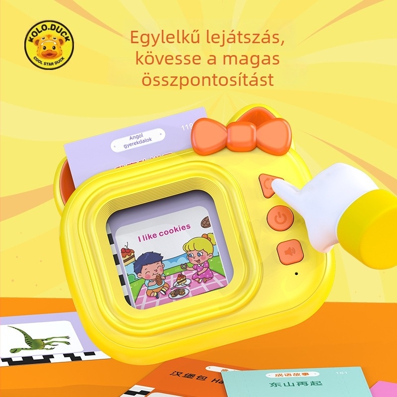 Kétnyelvű kártyás korai oktatási gép gyerekeknek Bluetooth, felvétel, szülő-gyerek játékok, USB töltés, ABS műanyag, 4–6 éveseknek