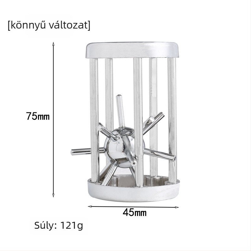 Fémes puzzle ketrec tüskékkel, Luban zár és patkózár (Ötvözet; Kongming lock/Luban lock; 14 éves kortól)