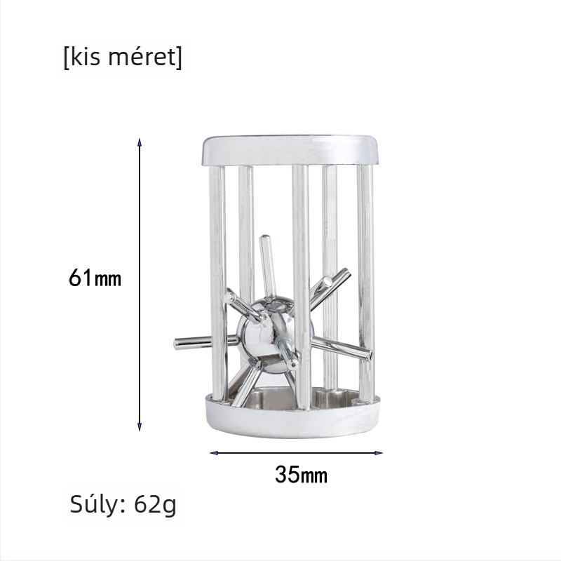 Fémes puzzle ketrec tüskékkel, Luban zár és patkózár (Ötvözet; Kongming lock/Luban lock; 14 éves kortól)