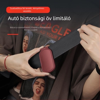 Autó belső biztonsági öv tartó Nappa bőrből, mágneses csipesz-stílusú korlátozóval és logónyomtatással