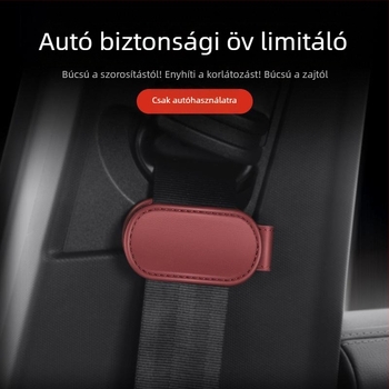 Autó belső biztonsági öv tartó Nappa bőrből, mágneses csipesz-stílusú korlátozóval és logónyomtatással