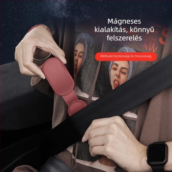 Autó belső biztonsági öv tartó Nappa bőrből, mágneses csipesz-stílusú korlátozóval és logónyomtatással