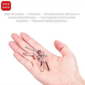 Kongming Lock/Luban Lock logikai puzzle készlet, vasból készült, ZLJK24, hálós zacskóban csomagolva, 7–14 éveseknek.