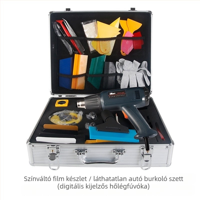 7MO Autófólia készlet hőlégfúvóval, kaparóval és PPF telepítő készlettel