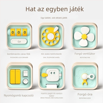 Montessori baba foglalkoztatós tábla – műanyag, Kongming/Luban zár, DIY logó OEM, licencelt privát címke