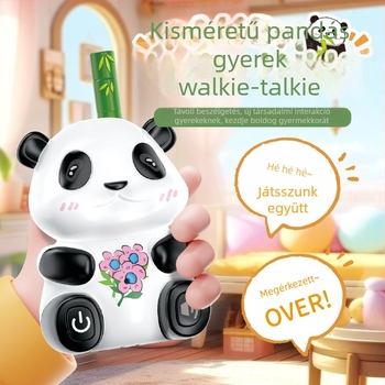 Panda témájú gyerekek walkie-talkie játék, oktató, zenével és érzelmi interakcióval; műanyag felépítésű; elemmel működik; 4–6 éveseknek.