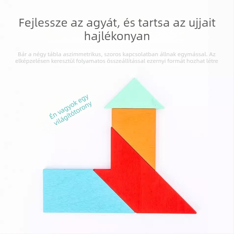 Fából készült Luban Kongming Lock síkpuzzle – nagy T-alakú kirakó, oktató játék gyerekeknek, DIY kompatibilis, bliszter csomagolás, Green Girl márka, 7–14 éveseknek