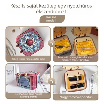Fából készült DIY zenei doboz forgó fedéllel, retro stílusban, 3D-s összeszerelés, születésnapi ajándék barátnőnek