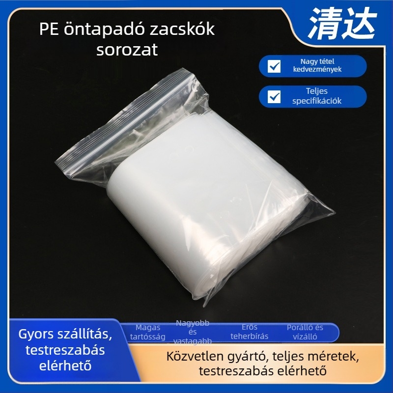 Önzáródó ékszerzacskók, HDPE/LDPE műanyag, cipzáras zárás, zárási hossz 5–20 cm