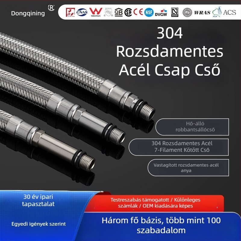 Csaptelep vízbevezető tömlő — 304 rozsdamentes acél, EU CE tanúsítvány, univerzális csatlakozók, kihúzható kivitel