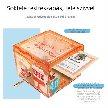 Akril zenedoboz – testreszabható, kézi hajtású DIY ajándék dekoráció logónyomtatással