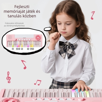 37-billentyűs elektronikus zongora gyerekeknek, kezdőknek – műanyag test; 4–6 éveseknek megfelelő; csomagolás: doboz; videó útmutató elérhető