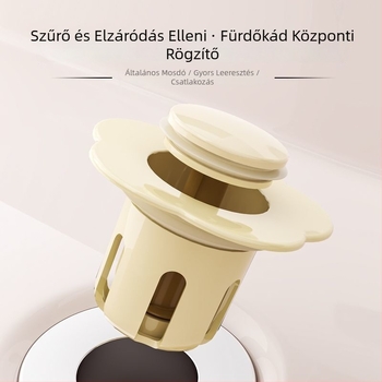 Mosdólefolyó dugó - kerámia, Bounce core drainer modell, nyomógombos típus, visszafolyást szabályozó szelep, modern minimális stílus