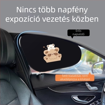 Autóablak árnyékoló - hőszigetelés, alumíniumfólia, snap-in telepítés, univerzális illeszkedés, rajzfilmszerű mintázat