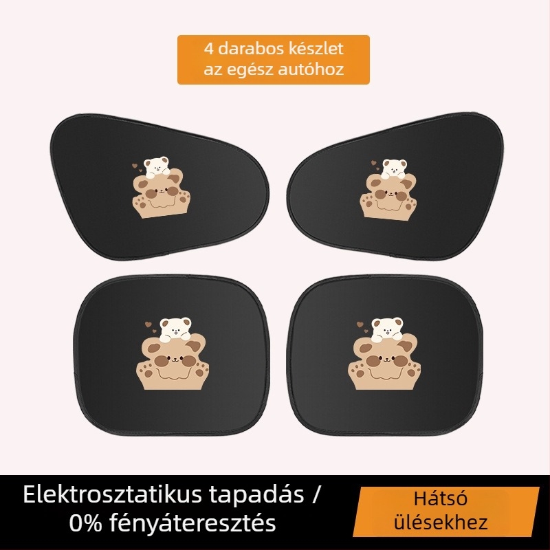 Autóablak árnyékoló - hőszigetelés, alumíniumfólia, snap-in telepítés, univerzális illeszkedés, rajzfilmszerű mintázat