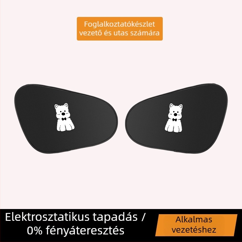 Autóablak árnyékoló - hőszigetelés, alumíniumfólia, snap-in telepítés, univerzális illeszkedés, rajzfilmszerű mintázat