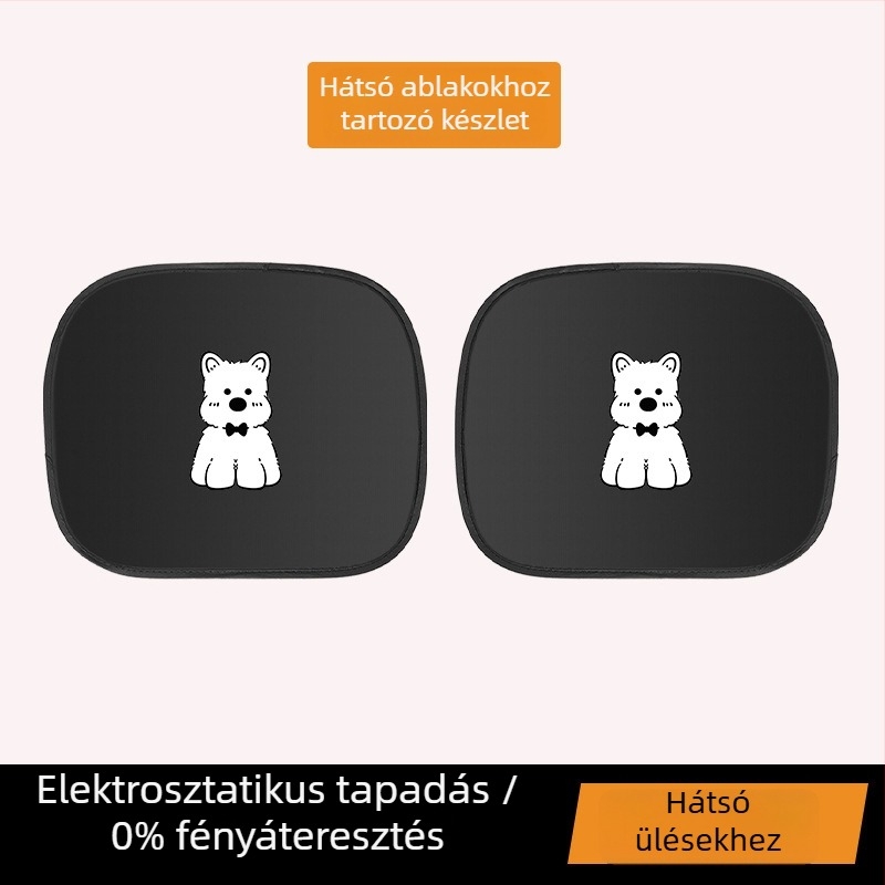 Autóablak árnyékoló - hőszigetelés, alumíniumfólia, snap-in telepítés, univerzális illeszkedés, rajzfilmszerű mintázat