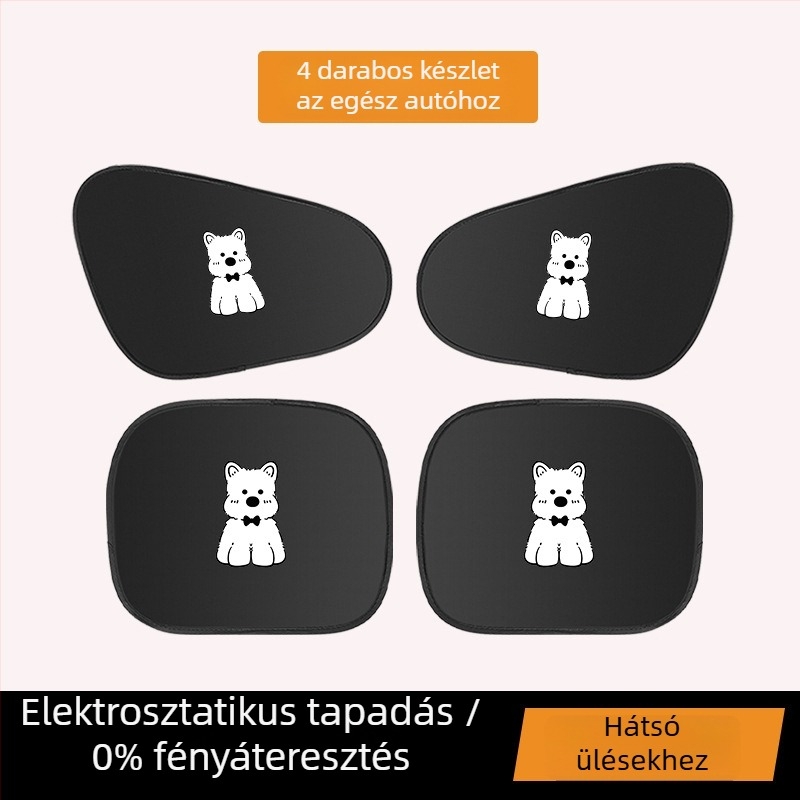 Autóablak árnyékoló - hőszigetelés, alumíniumfólia, snap-in telepítés, univerzális illeszkedés, rajzfilmszerű mintázat