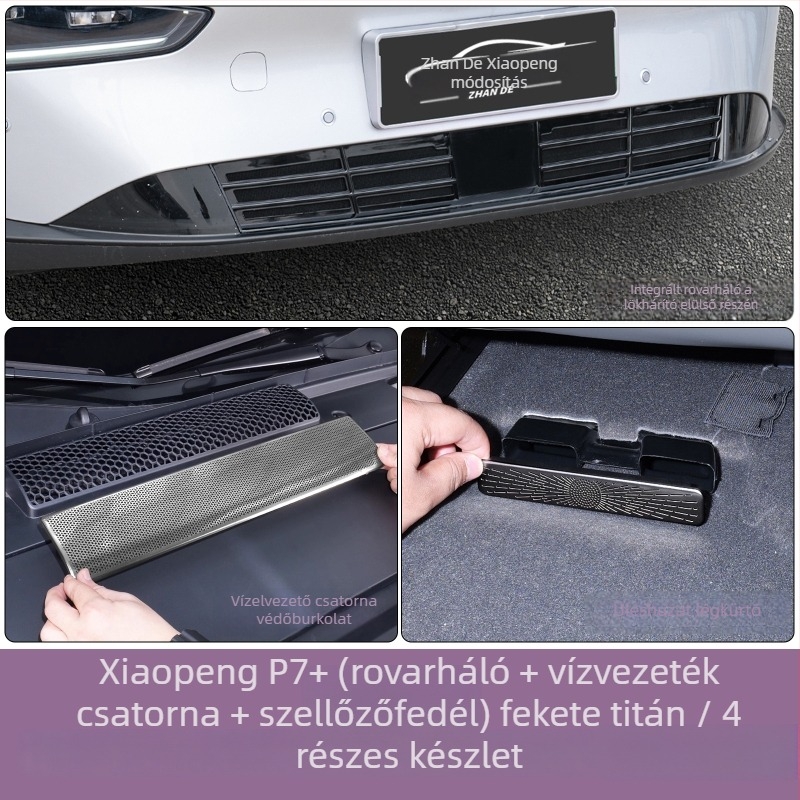 Xiaopeng P7/P7+ légkivezető védőfedél rozsdamentes acélból; OEM testreszabás; logó nyomtatás elérhető; határokon átívelő export