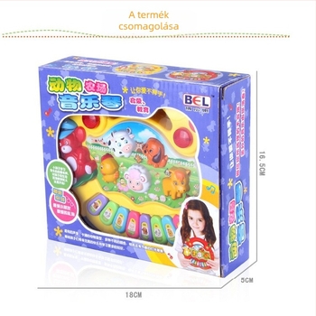 Farm állatok témájú elektromos zongora játék, műanyag kivitel, Guidan márka, 4–6 éveseknek.