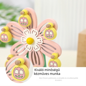 Fából készült zenélő karusszel – bükkfa, kézzel készített, festett, gravírozott, egyszerű és modern stílus