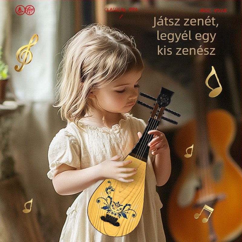 Gyerekeknek készült négyhúros klasszikus pipa – kezdőbarát játék, műanyagból, 7-14 éveseknek