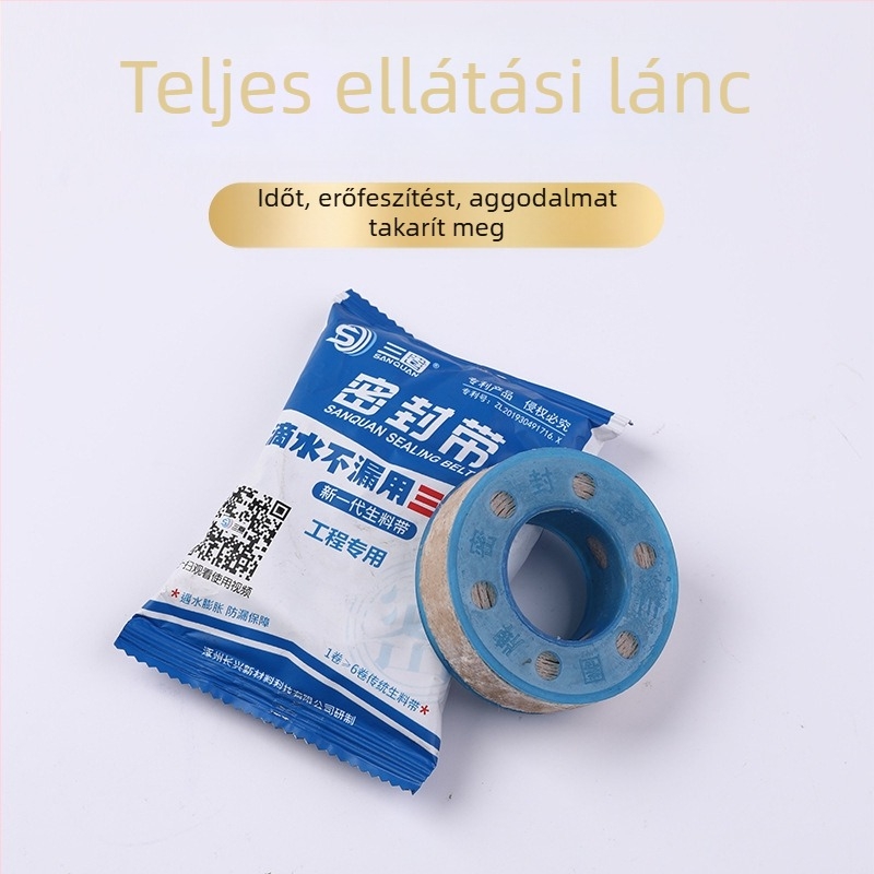 Háromgyűrűs vastított menetes tömítőszalag vízvezetékekhez és gázvezetékekhez