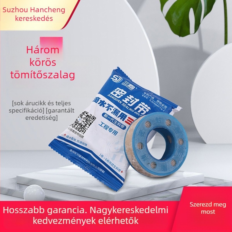 Háromgyűrűs vastított menetes tömítőszalag vízvezetékekhez és gázvezetékekhez