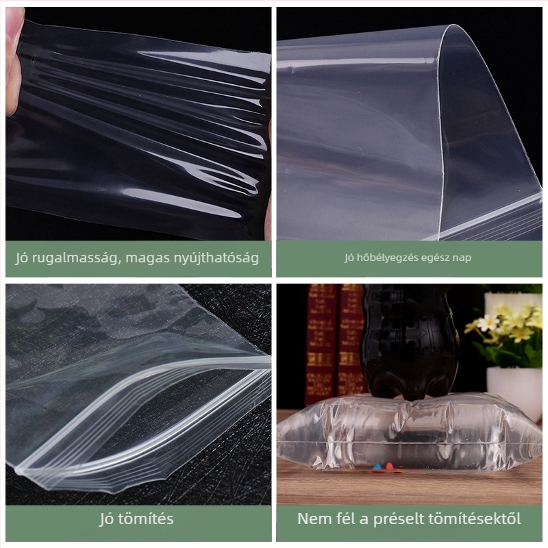 5 mil átlátszó önzáró PE ZIP zacskó élelmiszer csomagoláshoz, testre szabható zárási hossz