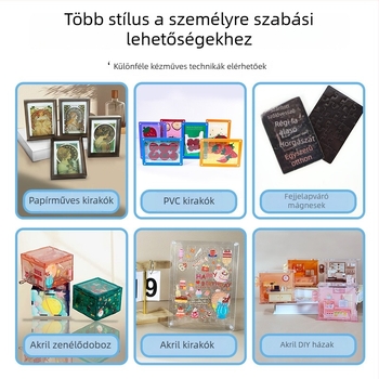 Akril zenei doboz - testreszabható DIY kézi hajtással, modern művészeti stílus, városi látványosságok ajándéktárgy, logónyomtatás lehetséges