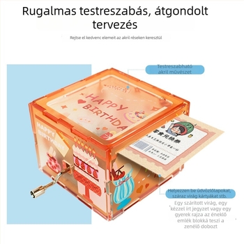 Akril zenei doboz - testreszabható DIY kézi hajtással, modern művészeti stílus, városi látványosságok ajándéktárgy, logónyomtatás lehetséges