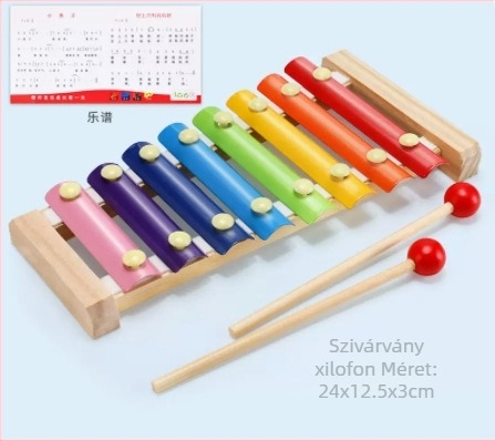 Nyolctónusú fa xilofon babáknak és kisgyerekeknek – interaktív zenei játék 0–3 év