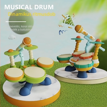Gyerekeknek szóló dob-szett – műanyag, elektromos ütőhangszer kezdőknek, 0–3 évesek, korai oktatás