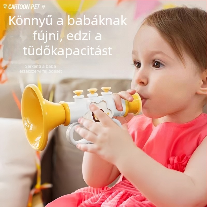 Mini trombita gyerekeknek — ABS anyag, márka Qiwang, import Japánból és Dél-Koreából, 3C kategória: Játékok 14 éves kortól, Alkalmazható kor: Ifjak 15–35 évesek.