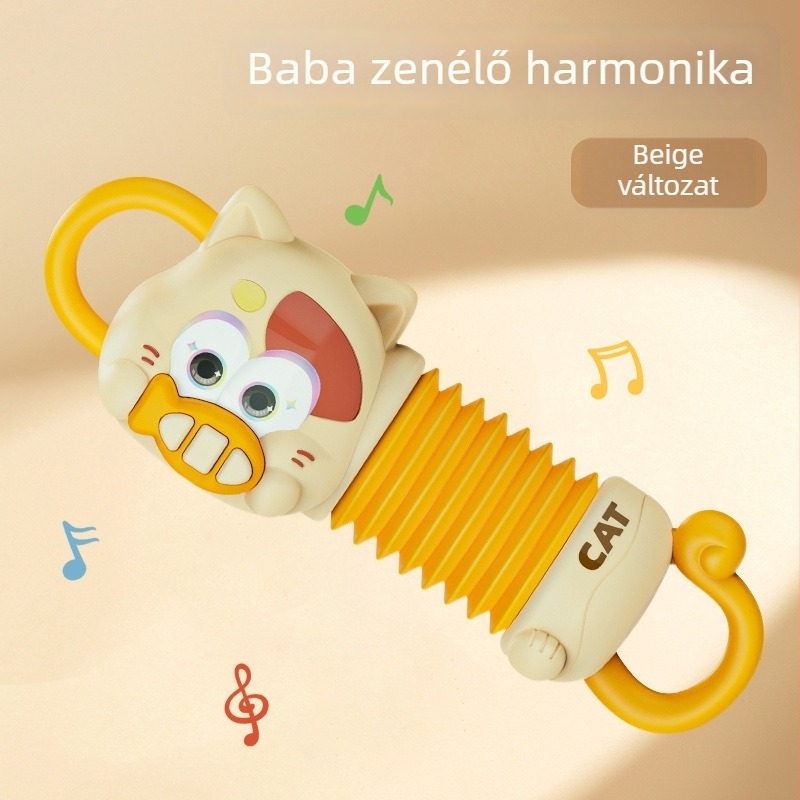 Műanyag harmonika zenés játék gyerekeknek 4–6 éveseknek, uniszex, kézzel húzható zongora, korai nevelés.