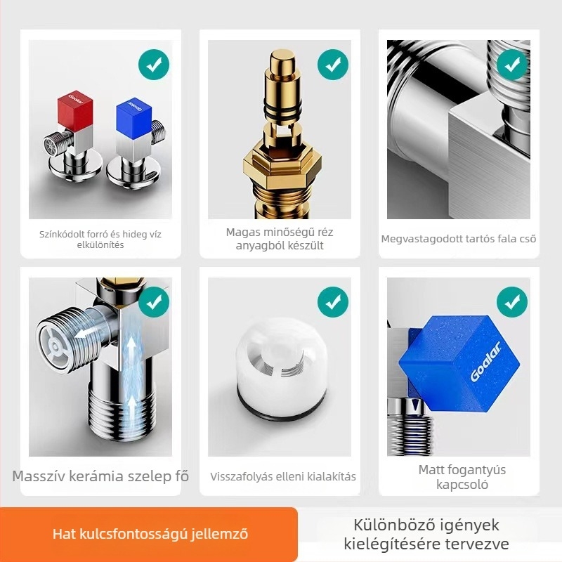 Goalar GA01 Réz ötvözetű vízálló ellenőrző szelep WC-höz, bojler kapcsoló, 2 MPa, 4 mm belső Ø, spirális telepítés, illatvédett és csendes