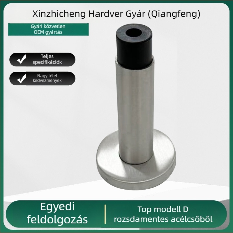 Rozsdamentes acél ajtóstop, modell Pipe Top D-type, padlóra szerelhető, standard kivitel, kézi működtetés