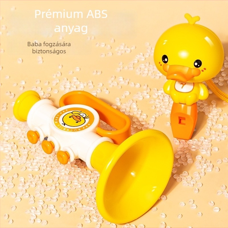Sárga kacsa mini trombita gyerekjáték – ABS anyag, Zhen Chao márka, 0–3 éveseknek, eredet: Kína